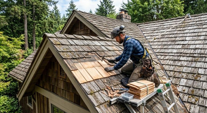 Cedar Shake Roof Repair in Elizabeth, CO